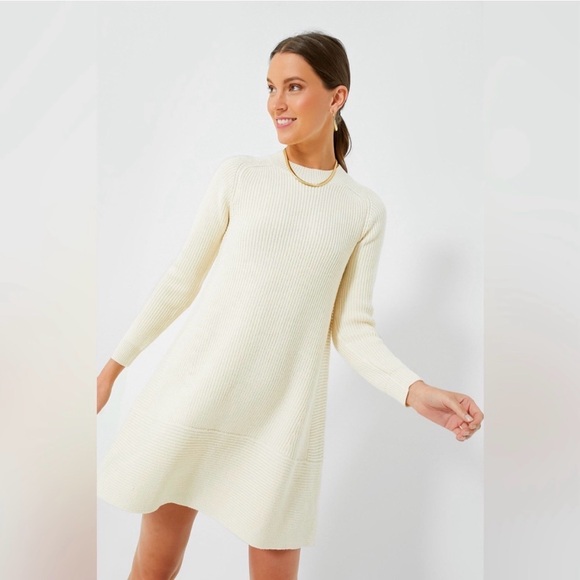 Pomander Place Ainsley Ivory Cream Beige Knit Dress - Picture 16 of 16